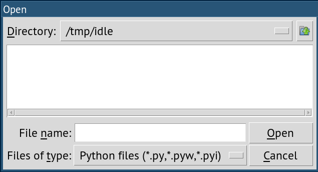 Скриншот диалога открытия файла