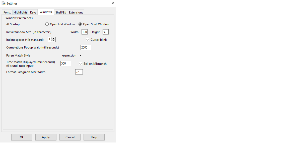 Скриншот настроек