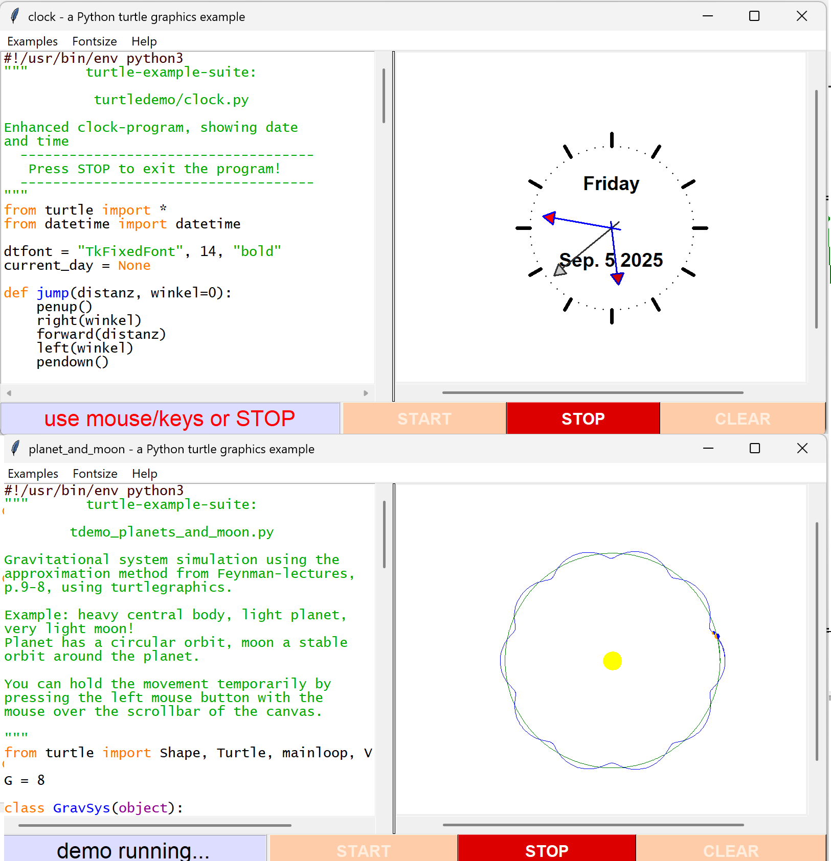 Текст программ-примеров и результаты их работы