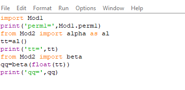 Скриншот содержимого файла Mod0.py