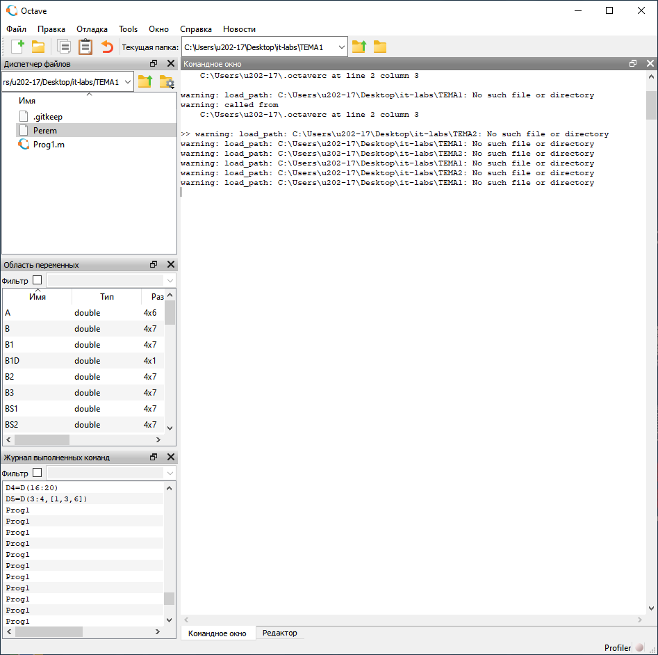 скриншот настроенного интерфейса