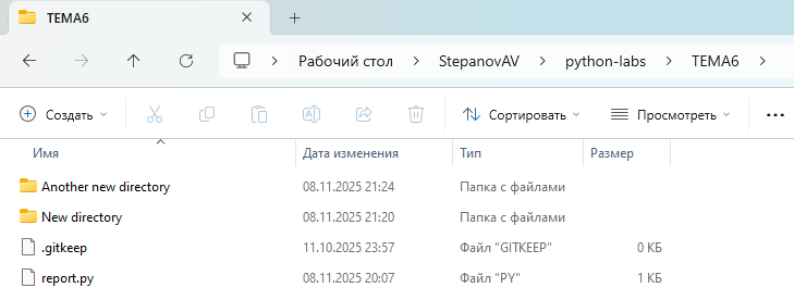 Скриншот двух созданных директорий