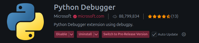 Расширение Python Debugger