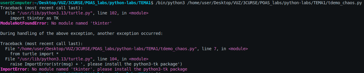 Сообщение об ошибке