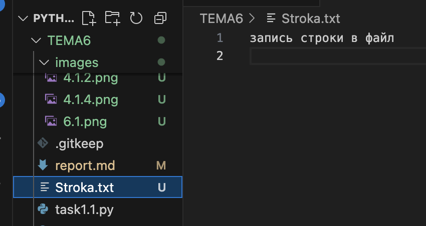Создан файл Stroka.txt со строкой