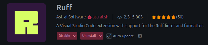 Расширение Ruff