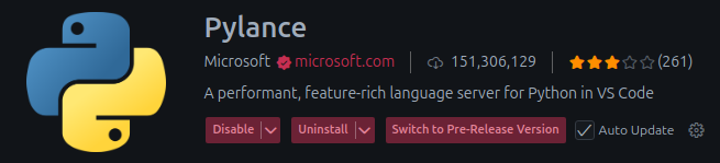 Расширение Pylance