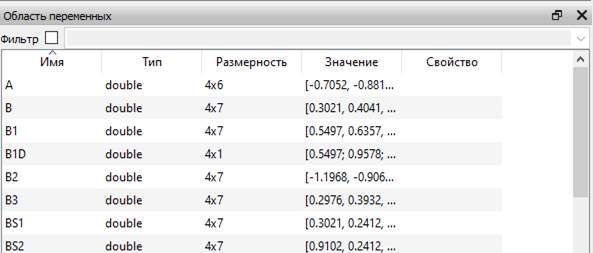 Скриншот области переменных